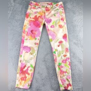 Kate Spade Broome Street Skinny Ankle Jeans Size 26 Live Colorfully Watercolor